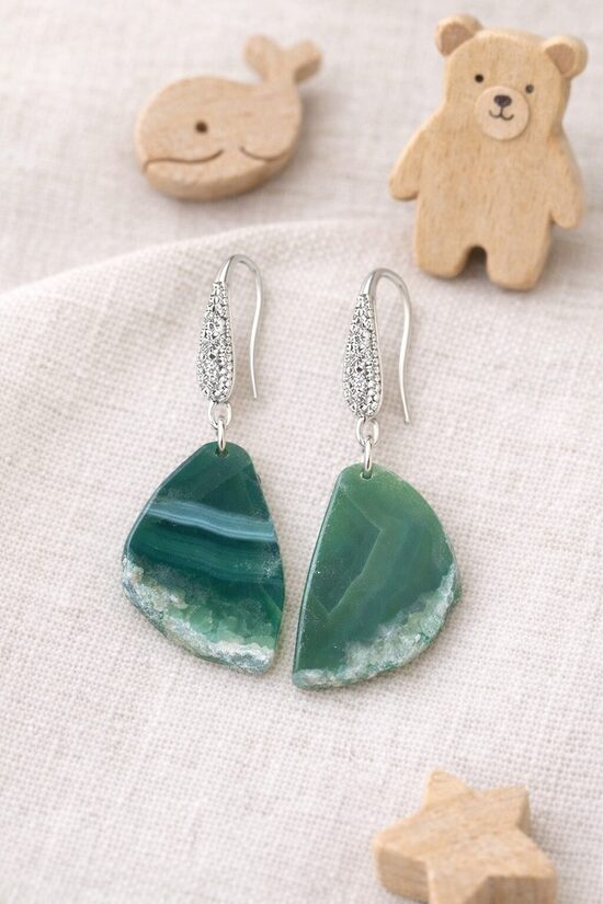 Zaļā ahāta auskari